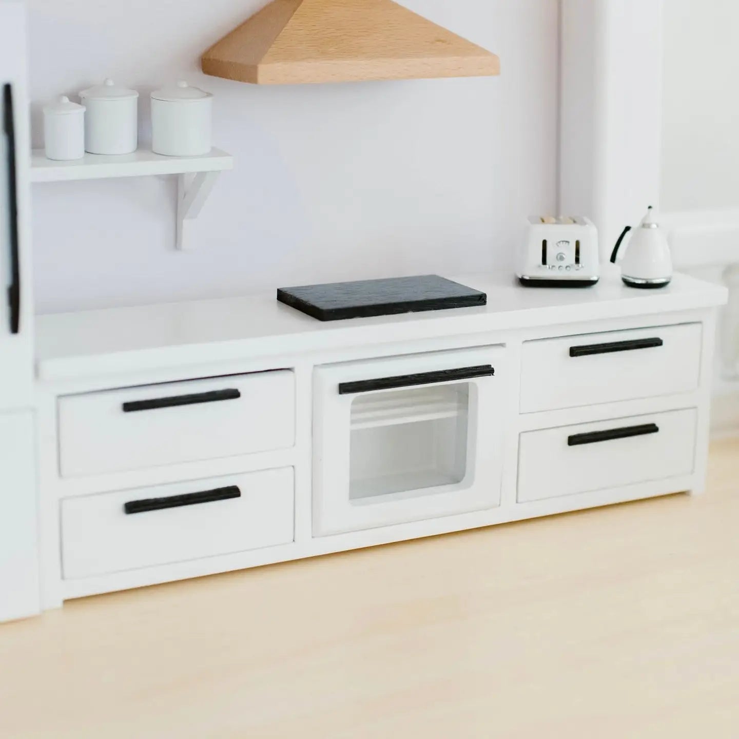 Dollhouse Straight Kitchen Base Cabinets Cooktop Oven White