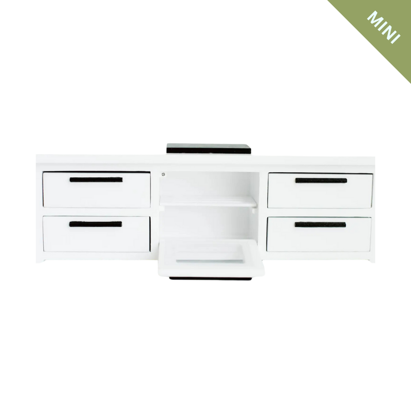 Dollhouse Straight Kitchen Base Cabinets Cooktop Oven White