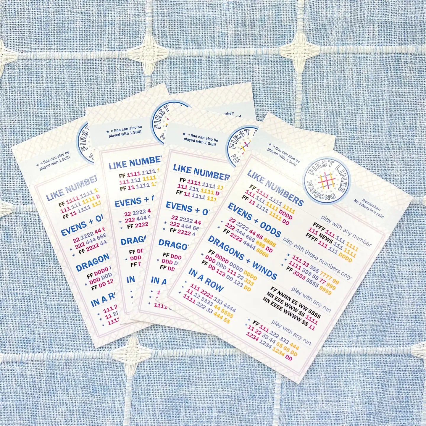 First Lines Simplified Mahjong Line Cards For Beginners