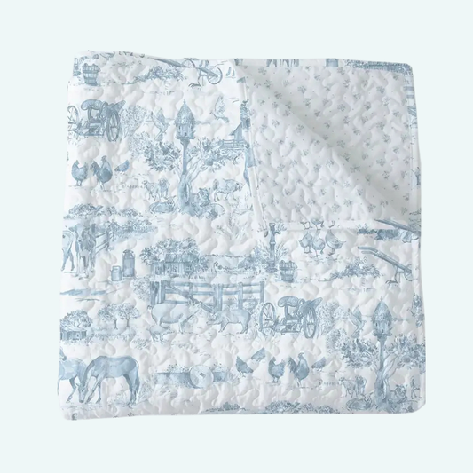 Aledo Toile Light Blue Baby Blanket