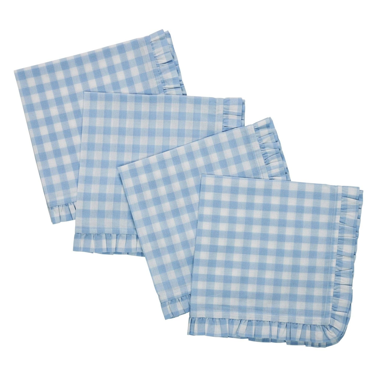 Gingham Blue Ruffled Dinner Napkins