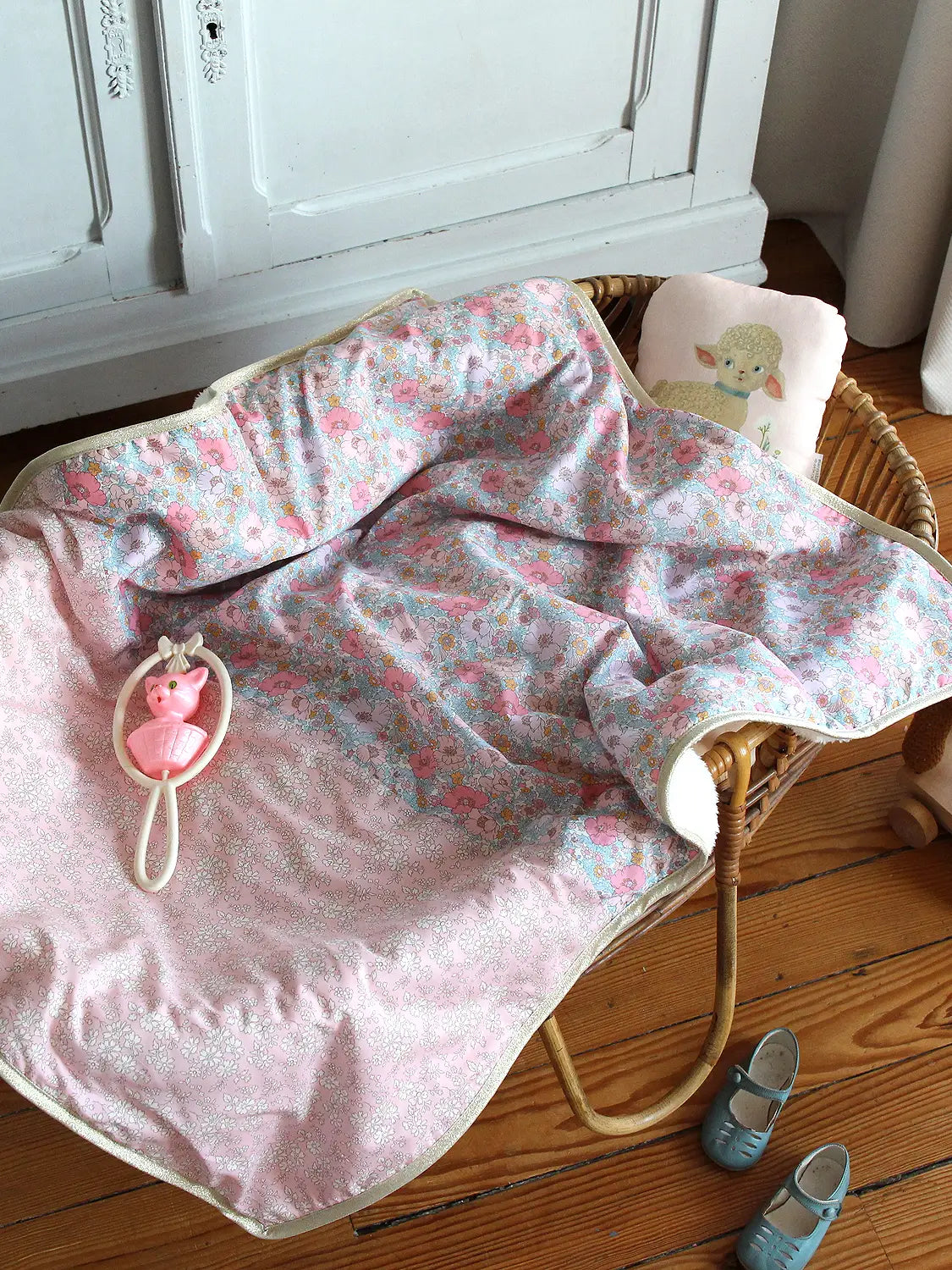 Baby Blanket Liberty® Fabric and Fleece -Nina