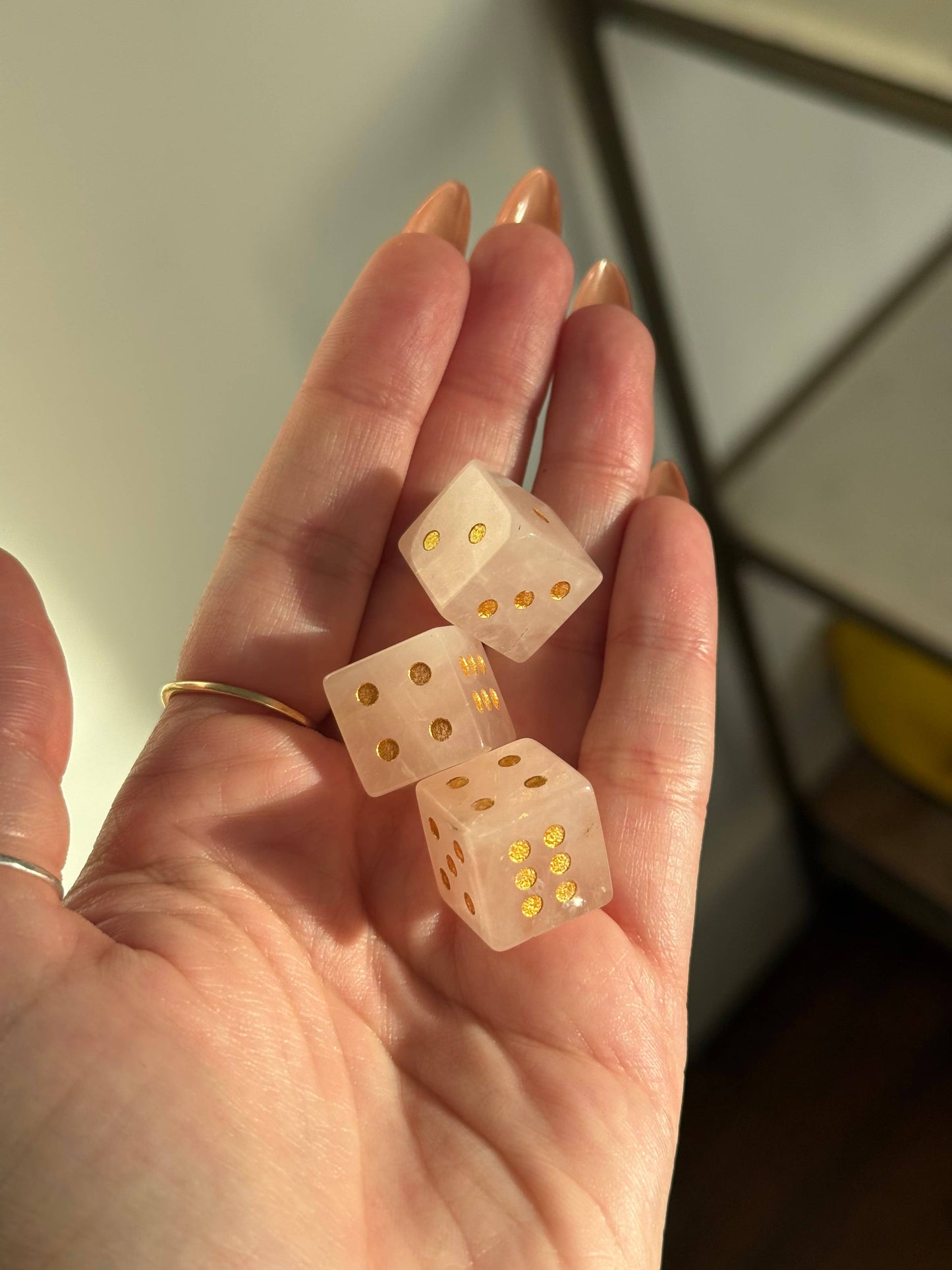 Rose Quartz Crystal Carved Dice – Mini Love Stone Carving