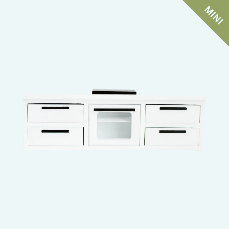 Dollhouse Straight Kitchen Base Cabinets Cooktop Oven White