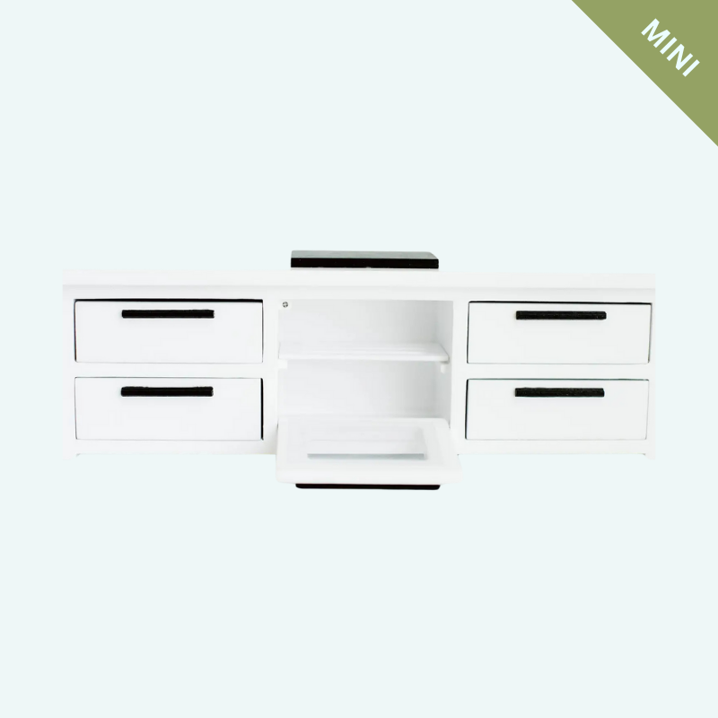 Dollhouse Straight Kitchen Base Cabinets Cooktop Oven White