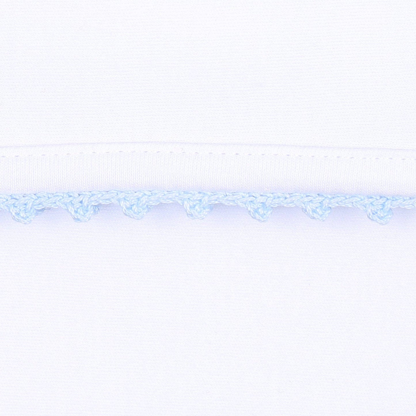 Baby Receiving Blanket with Blue Crochet Trim