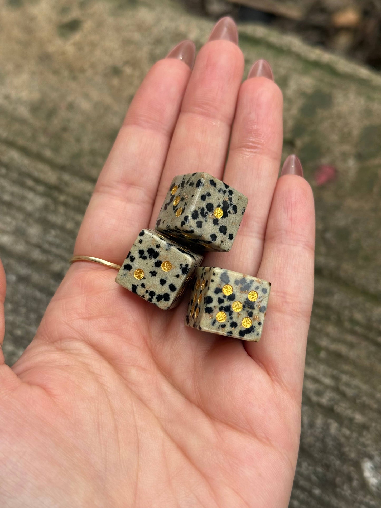 Dalmatian Jasper Carved Crystal Dice – Mini Spot Stone Die
