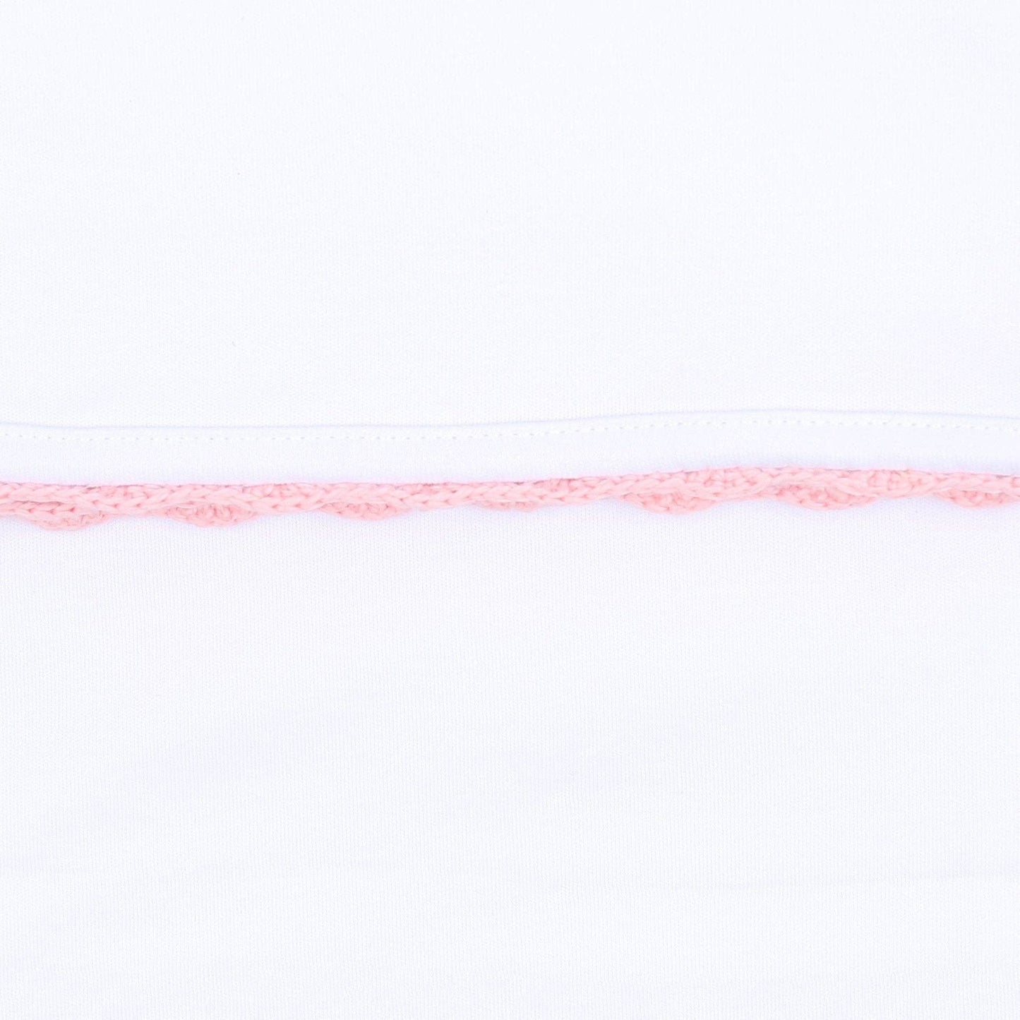 Baby Receiving Blanket with Pink Crochet Trim