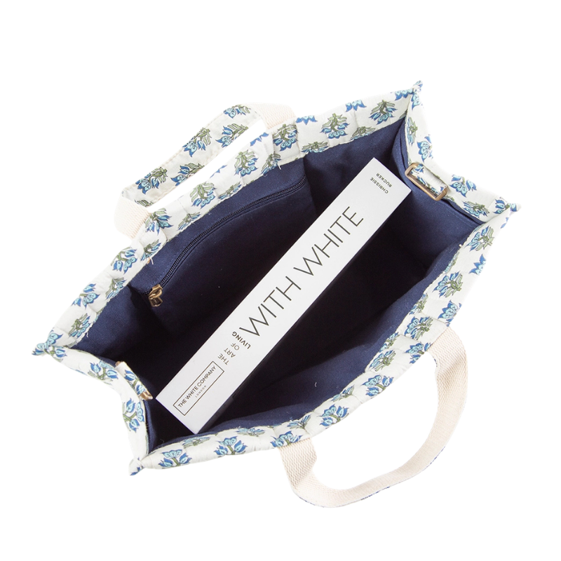Aqua Block Print Tote