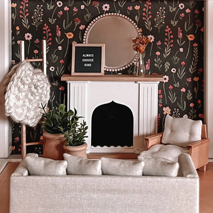 Dollhouse Round Beaded Mirror | Natural Wood
