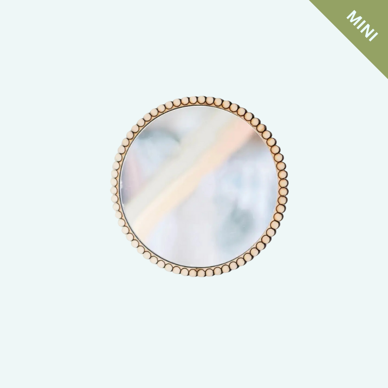 Dollhouse Round Beaded Mirror | Natural Wood