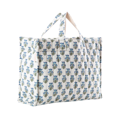Aqua Block Print Tote