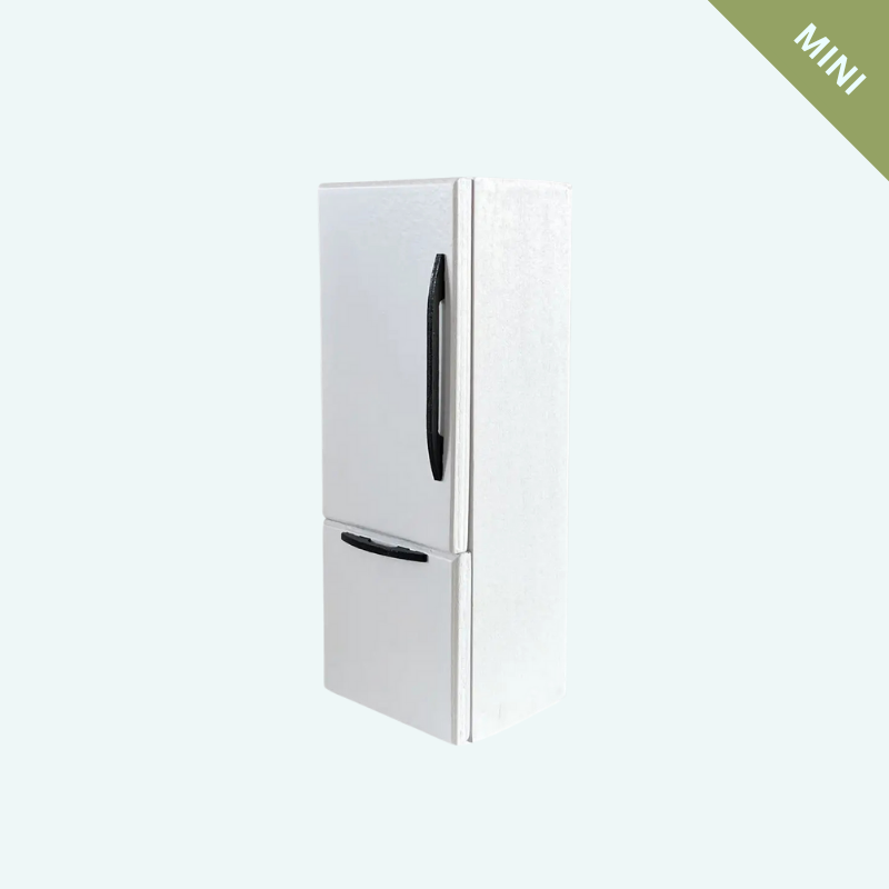 Dollhouse Refrigerator | White with Black Hardware