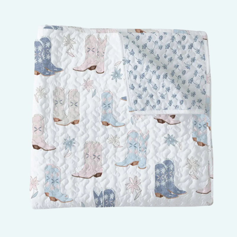 Daisy Boots Pastel Baby Blanket