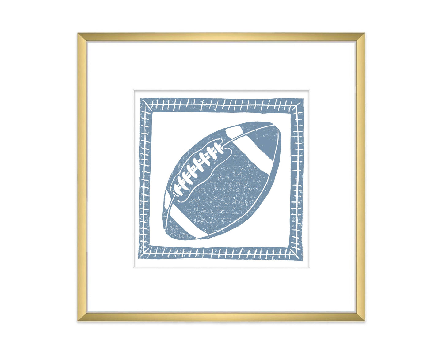 Cornflower Blue & White Football Sports Art Print Decor