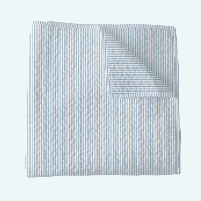 Ticking Stripe Blue Baby Blanket