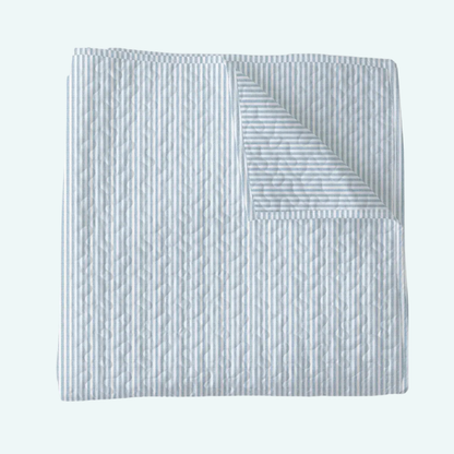 Ticking Stripe Blue Baby Blanket