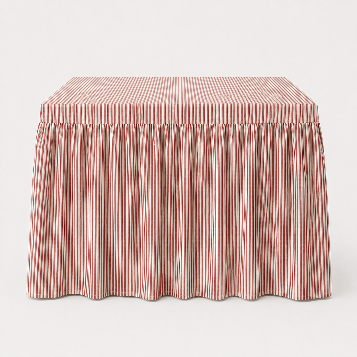 Skirted Linen Thin Stripe in Red Mahjong Tablecloth