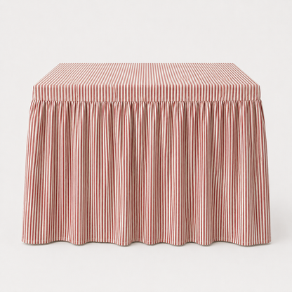 Skirted Linen Thin Stripe in Red Mahjong Tablecloth