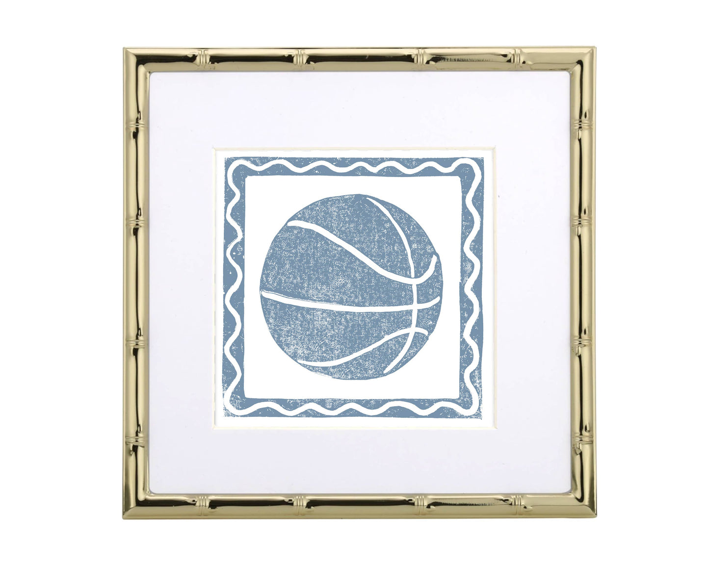Cornflower Blue and White Basketball Sports Wall Art Print