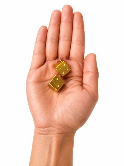 Gold and Silver Luxe Solid Metal Mahjong Dice Gift Ready
