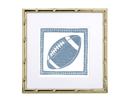 Cornflower Blue & White Football Sports Art Print Decor