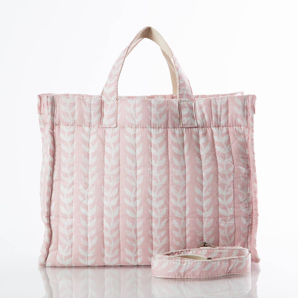 Powder Pink Block Print Tote