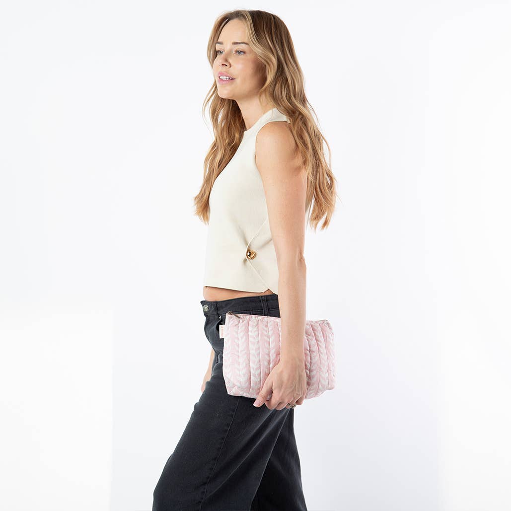 Pink Block Print Clutch
