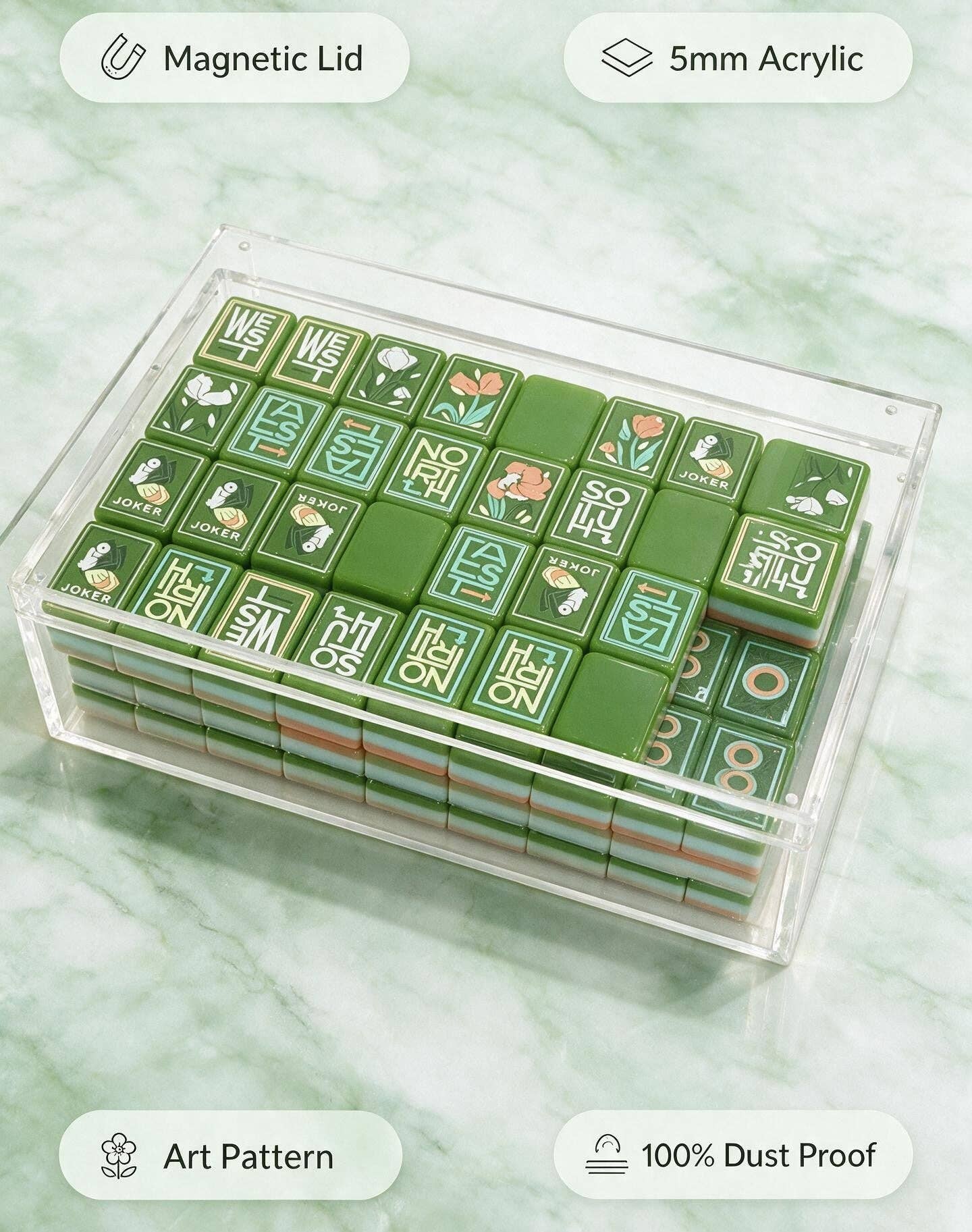 Acrylic Mahjong Storage Box with Magnetic Top