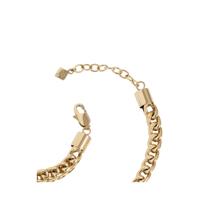 Gold chain bracelet on a white background