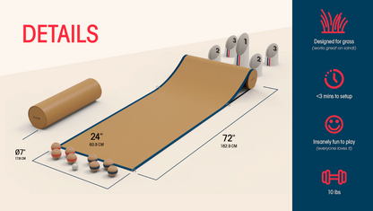 Roll-up mat with accessories on a white background, featuring details and specifications.