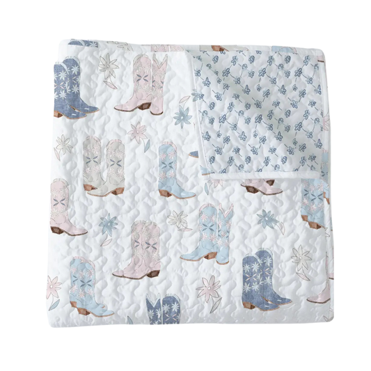 Daisy Boots Pastel Baby Blanket