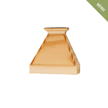 Wooden mini shelf with a gold finish on a white background