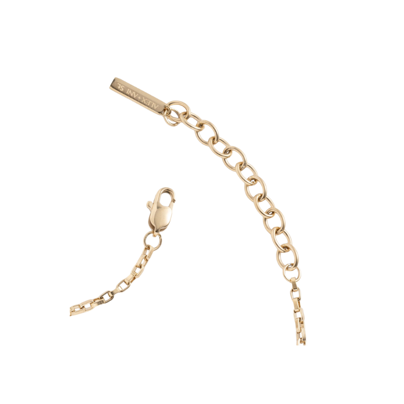 Gold chain bracelet with clasp on a white background