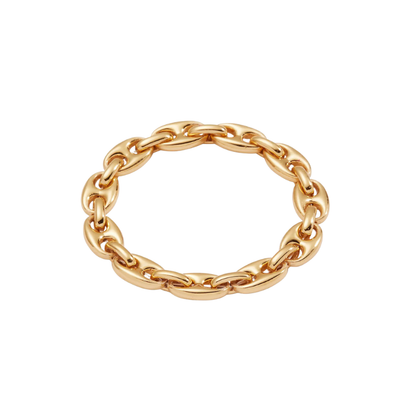 Gold chain ring on a white background