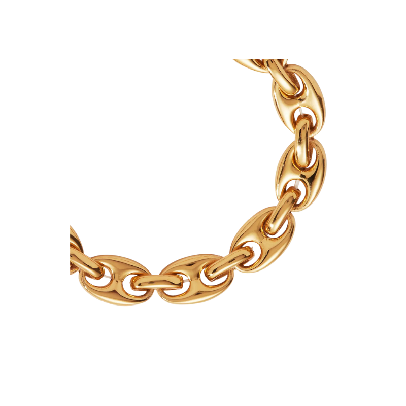 Gold chain necklace on a white background