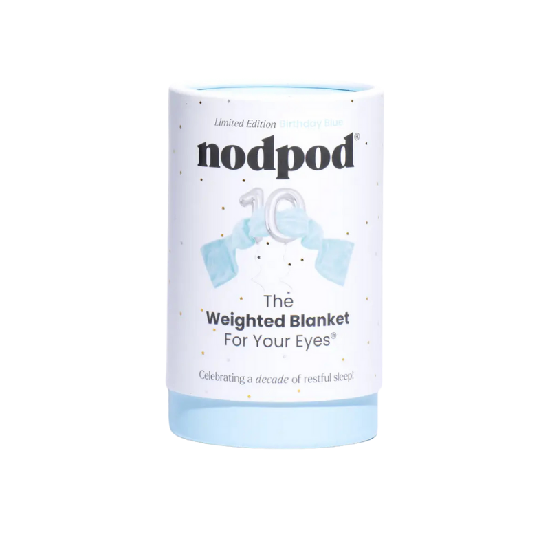 Nodpod weighted blanket packaging on a white background