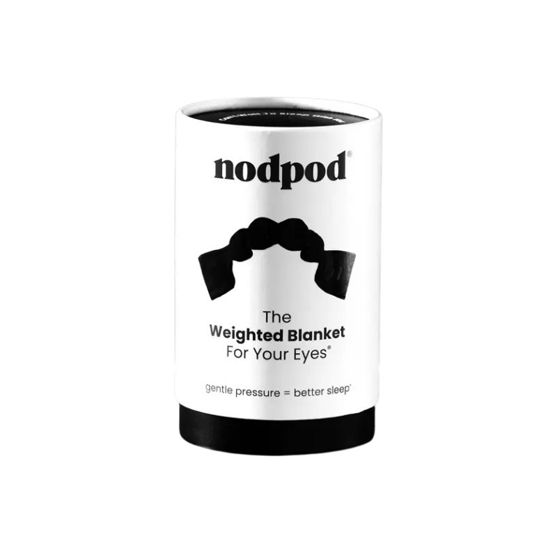 White cylindrical container with black text and design, featuring the brand 'nodpod'.