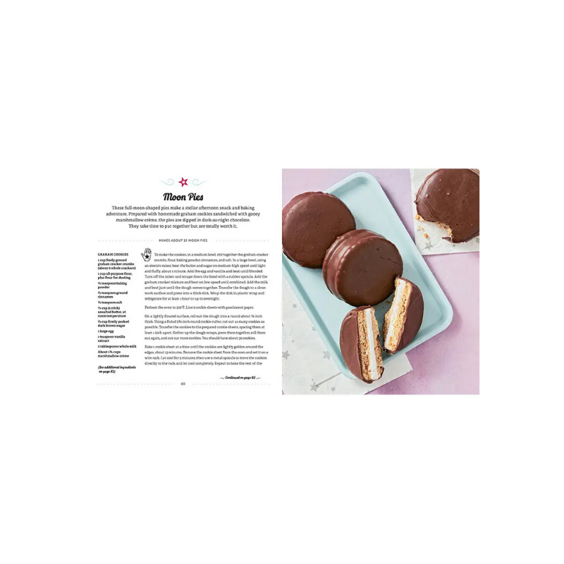 Chocolate cookies on a plate with text on a white background