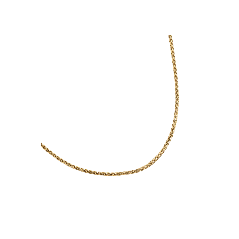 Gold chain necklace on a white background