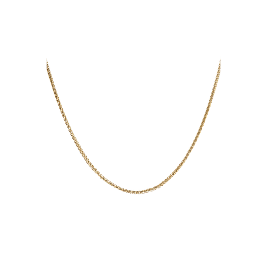 Gold chain necklace on a white background