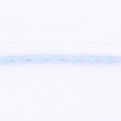 Baby Receiving Blanket with Blue Crochet Trim