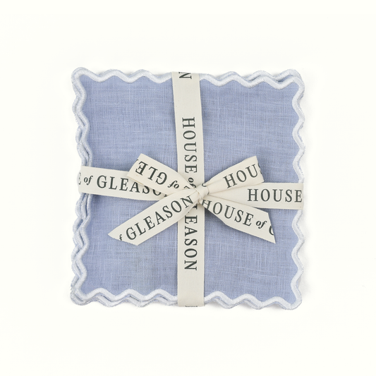 Powder Blue Linen Square Cocktail Napkins