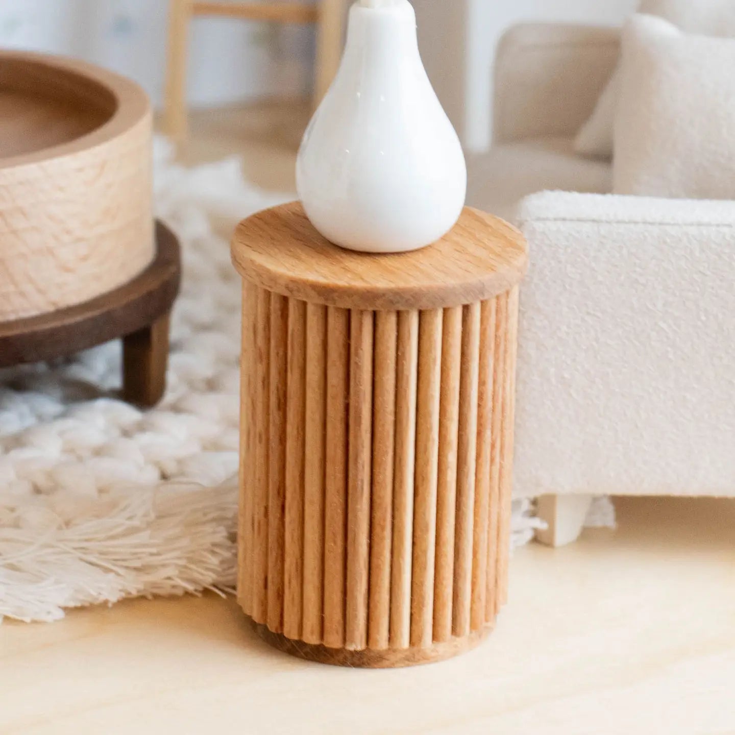 Dollhouse Fluted End Table | Wood Stain