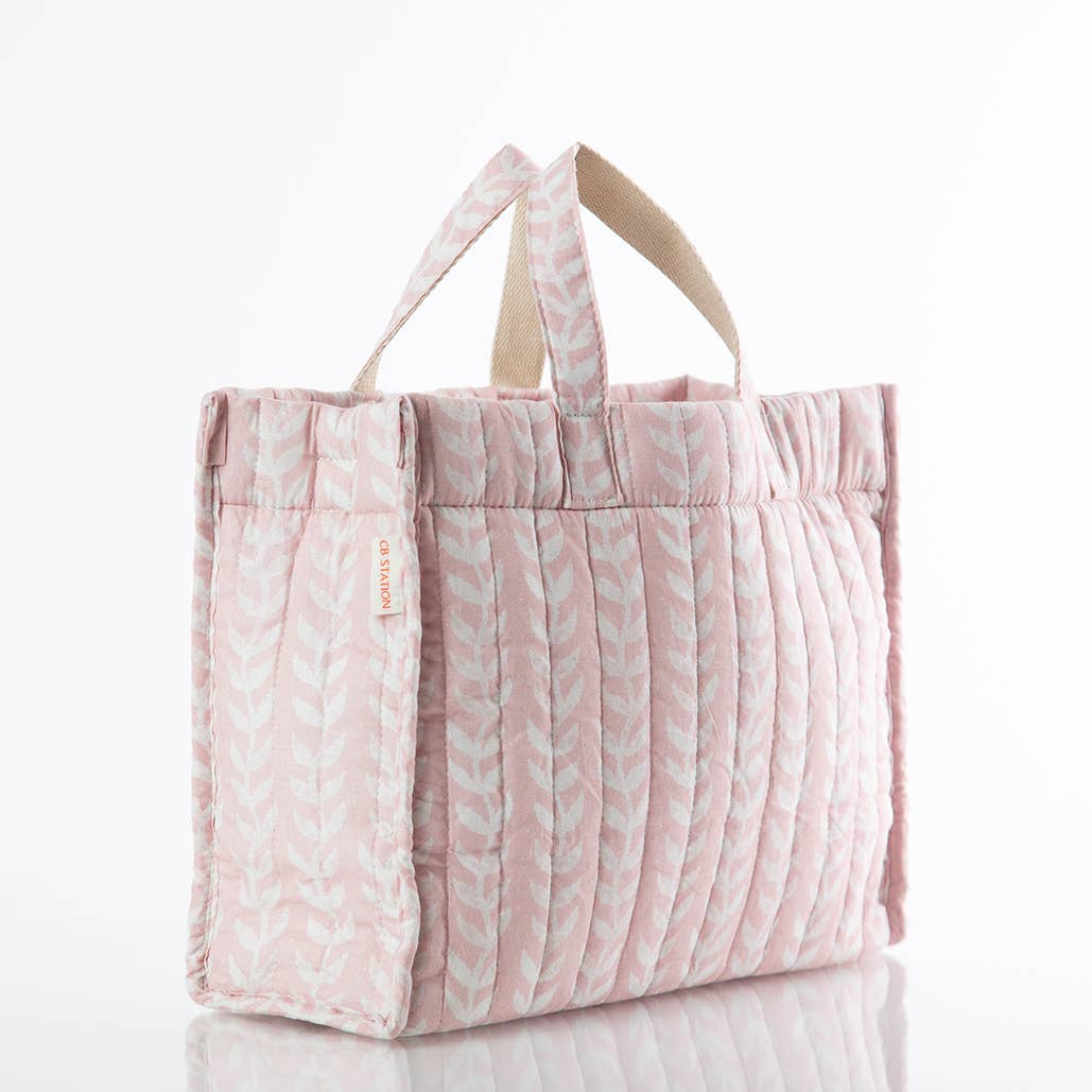 Powder Pink Block Print Tote