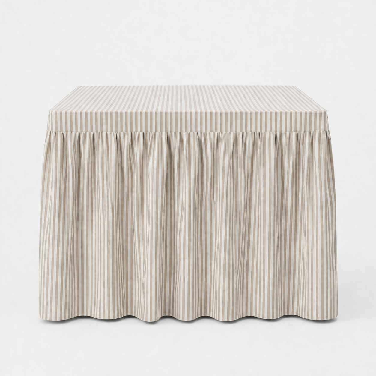 Skirted Linen Oatmeal Awning Stripe Mahjong Tablecloth