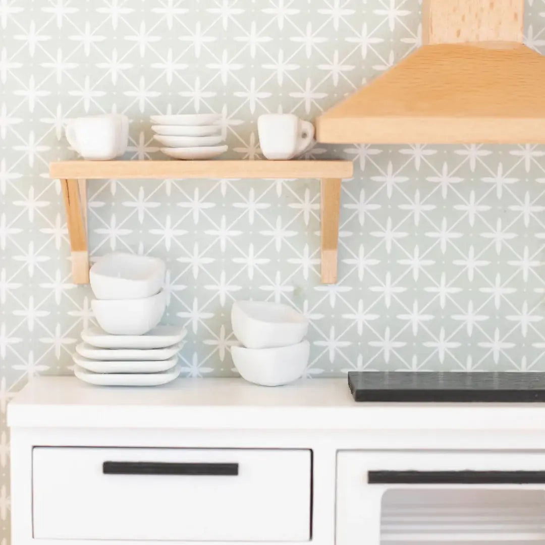 Dollhouse Porcelain Dishes Set | White
