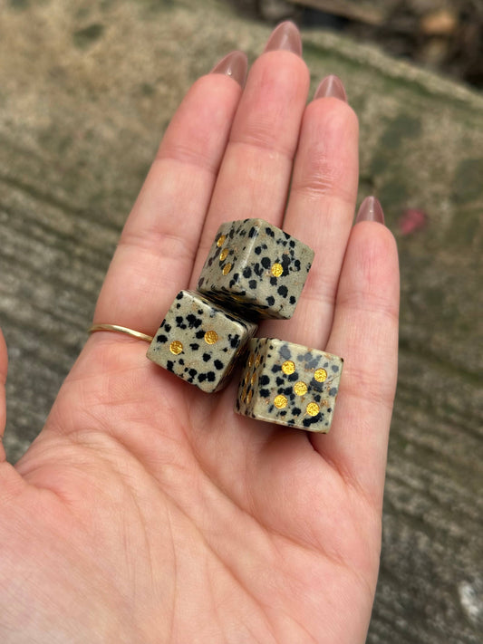 Dalmatian Jasper Carved Dice