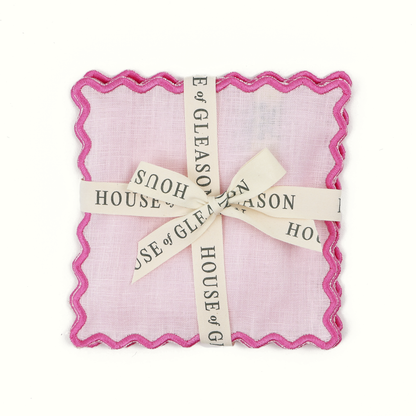 Pink Linen Square Cocktail Napkins