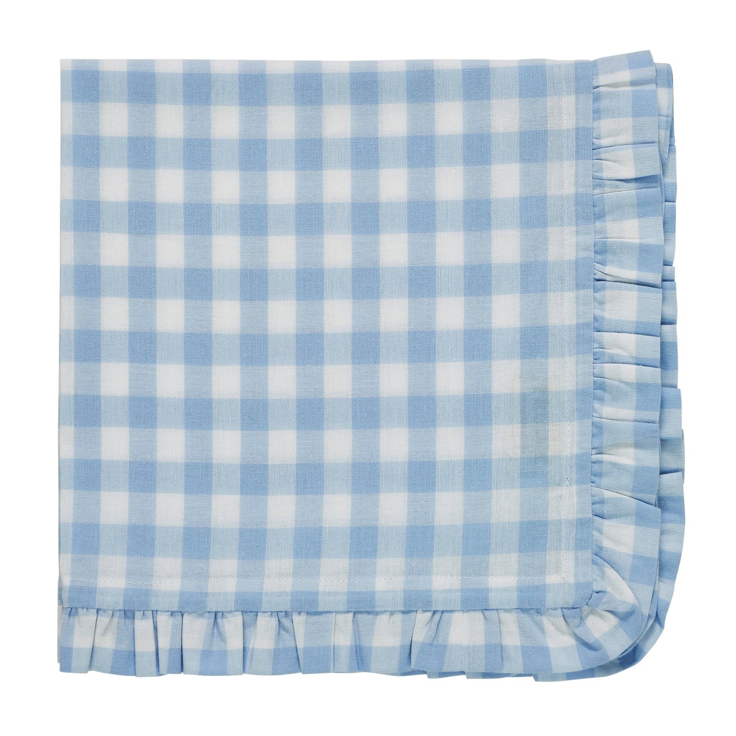 Gingham Blue Ruffled Dinner Napkins